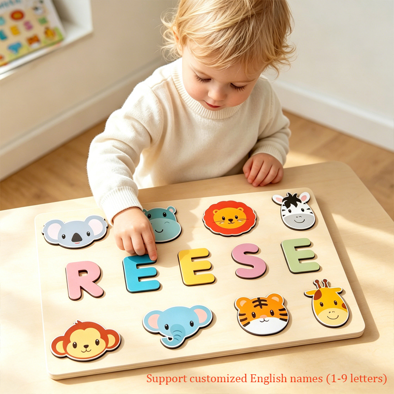 Kids Education Name - Puzzle in legno personalizzato Montessori Nome