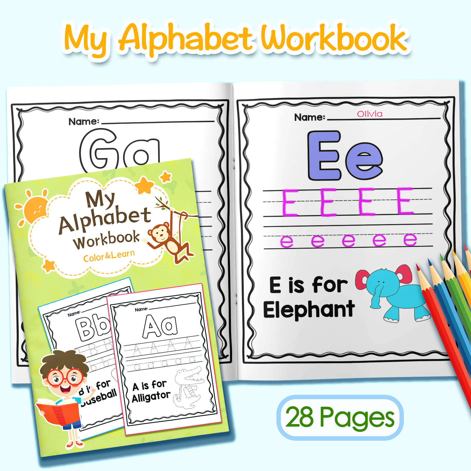 Kids Education Activities - Quaderno da colorare con parole e