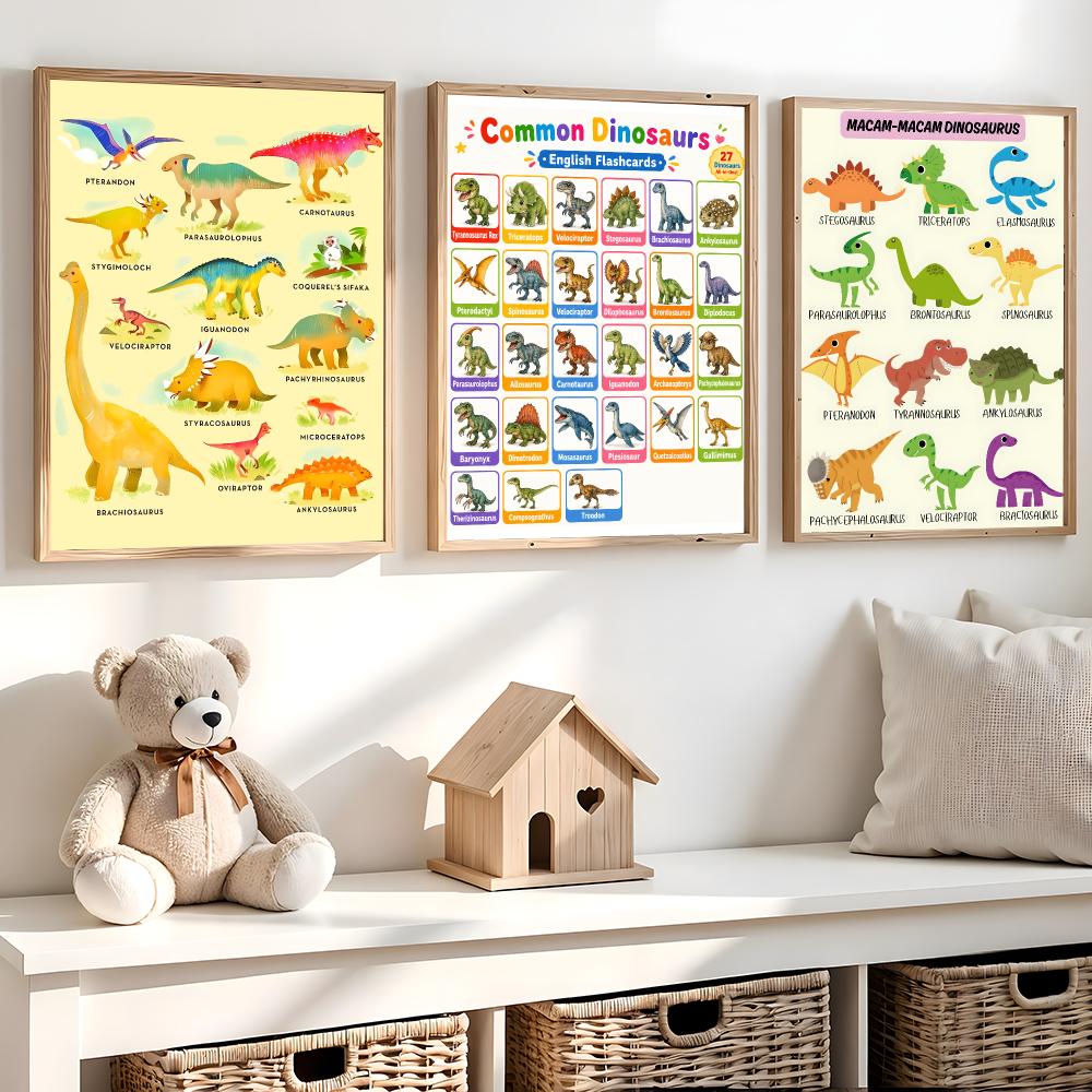 Kids Education Name - Poster con Nomi di Dinosauri, Grafica