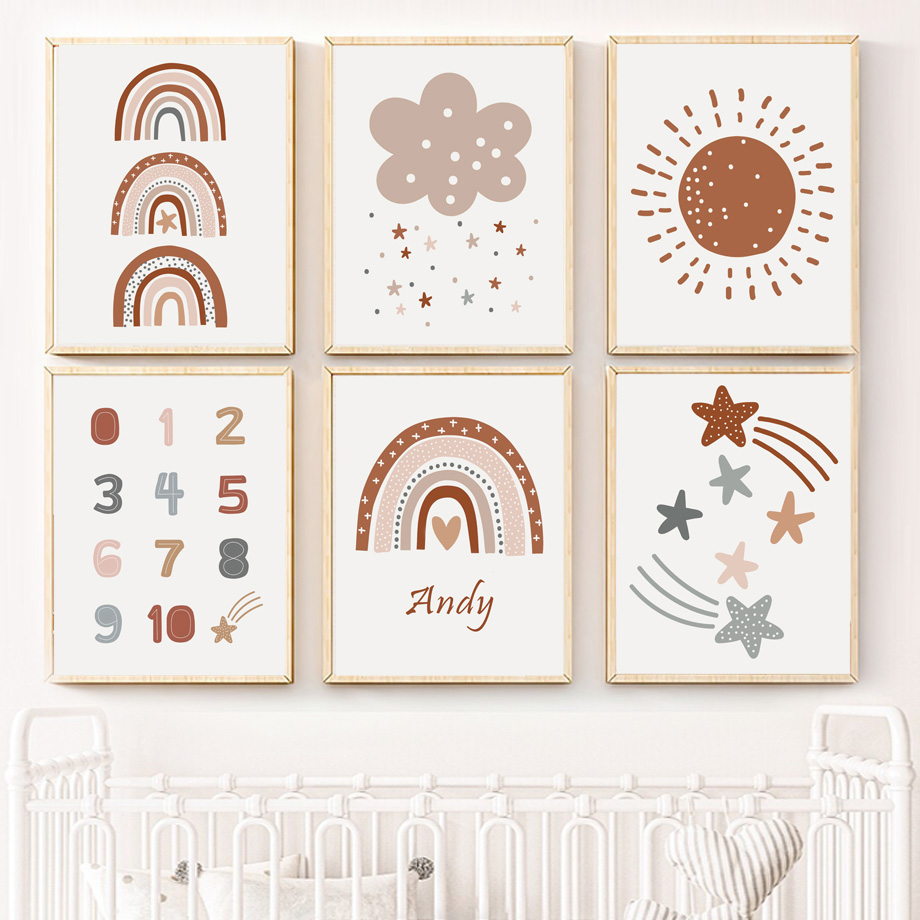Kids Education Name - Poster in Stile Boho per Cameretta,